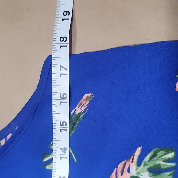 Sienna Sky Size S Royal Blue with Tropical Leaf Pattern Camisole, NEW with Tag - Picture 7 of 12